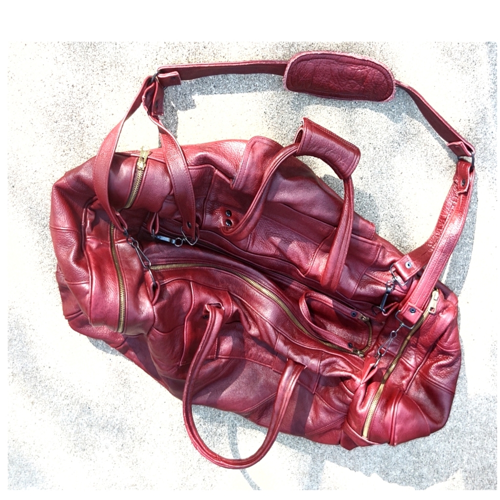 Vintage Genuine Leather burgundy 23" duffle Bag